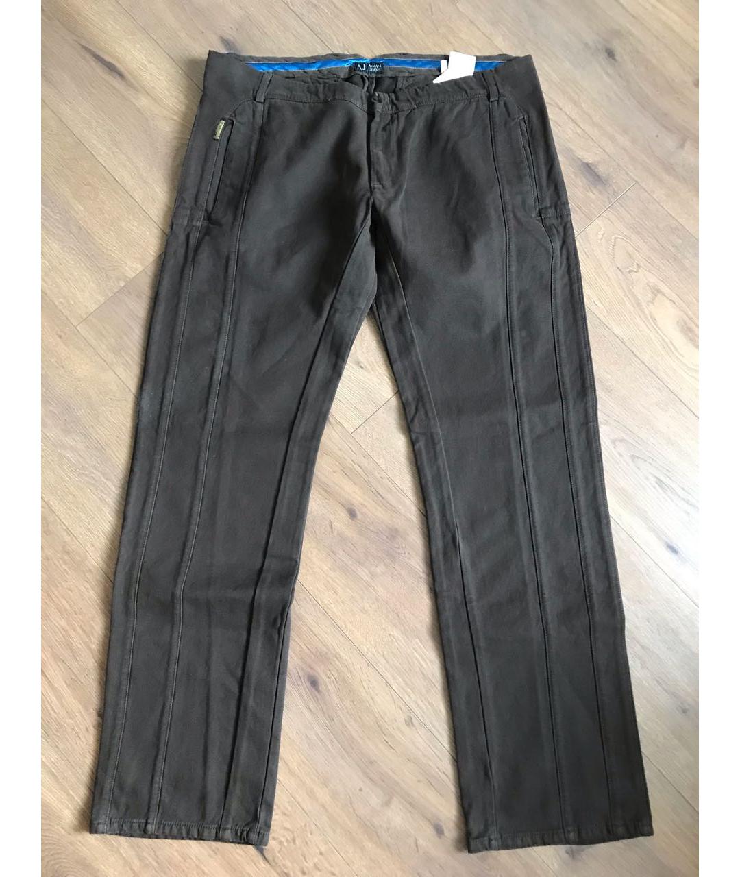 ARMANI JEANS Коричневые хлопковые брюки чинос, фото 8