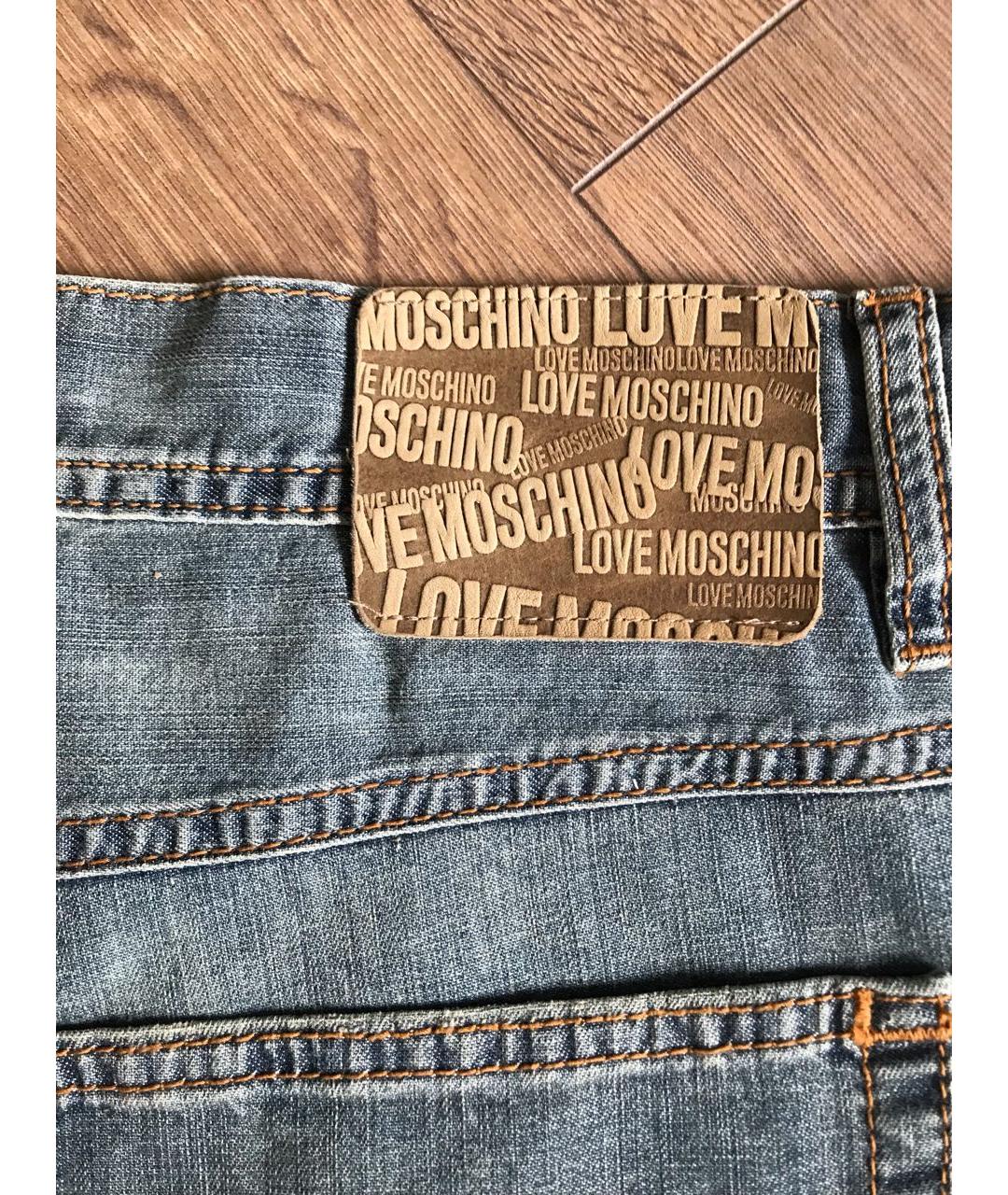 LOVE MOSCHINO Голубые хлопко-эластановые прямые джинсы, фото 7