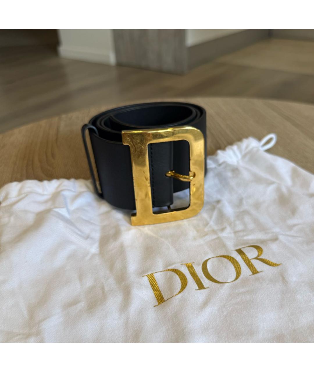 CHRISTIAN DIOR Черный кожаный ремень, фото 7