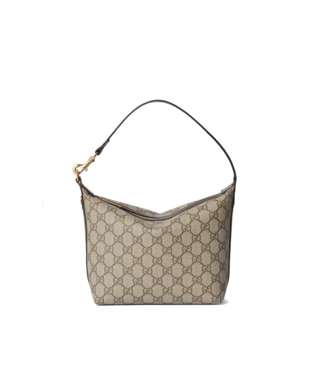 GUCCI Бежевая кожаная сумка с короткими ручками, фото 9