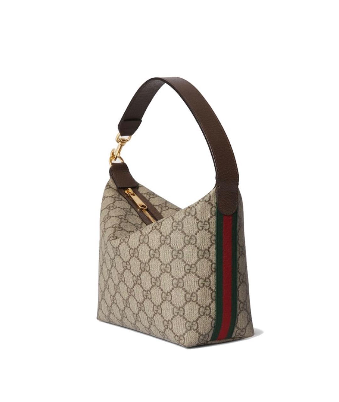 GUCCI Бежевая кожаная сумка с короткими ручками, фото 2