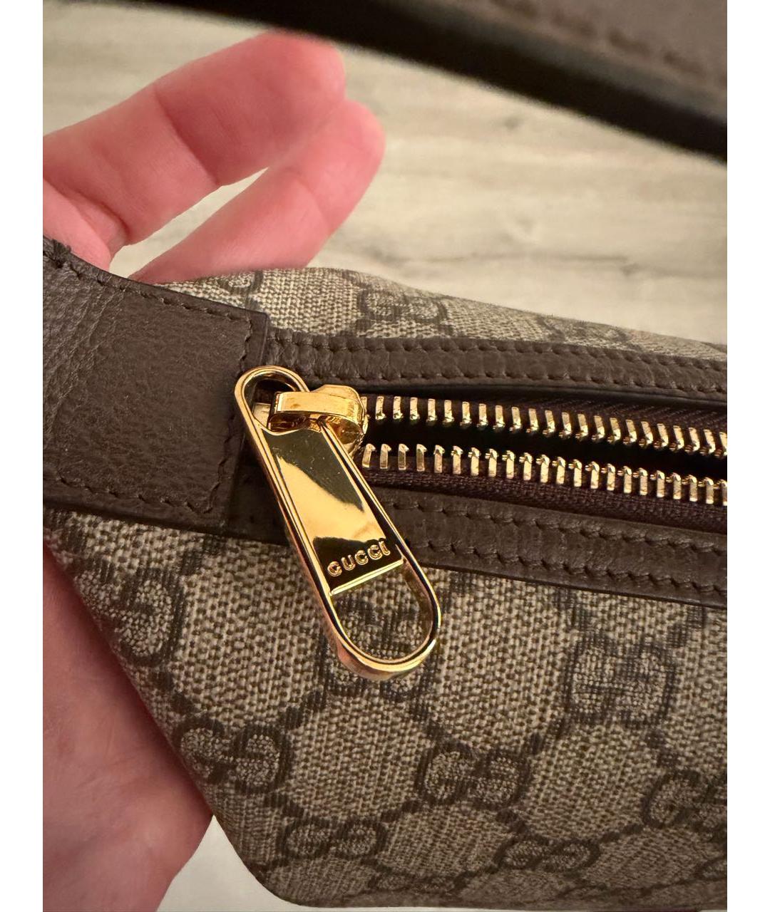 GUCCI Бежевая кожаная сумка с короткими ручками, фото 6