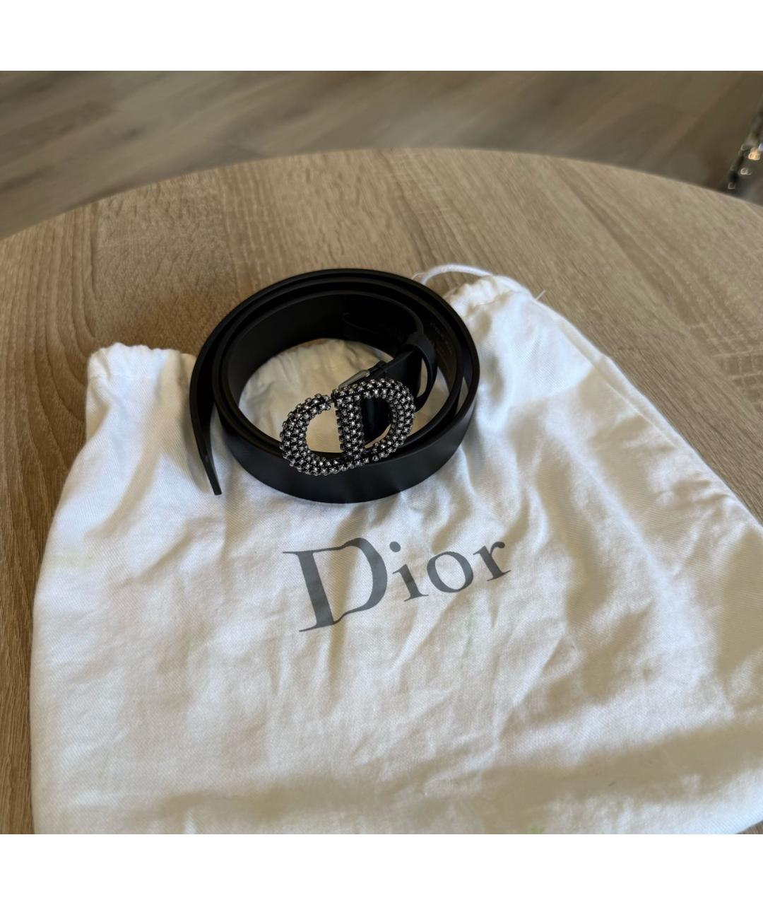 CHRISTIAN DIOR Черный кожаный ремень, фото 4