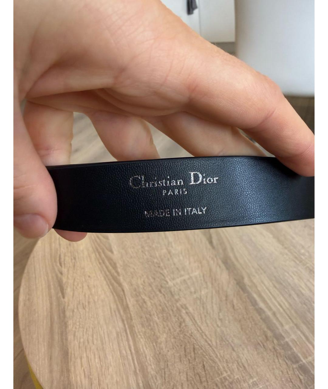 CHRISTIAN DIOR Черный кожаный ремень, фото 3