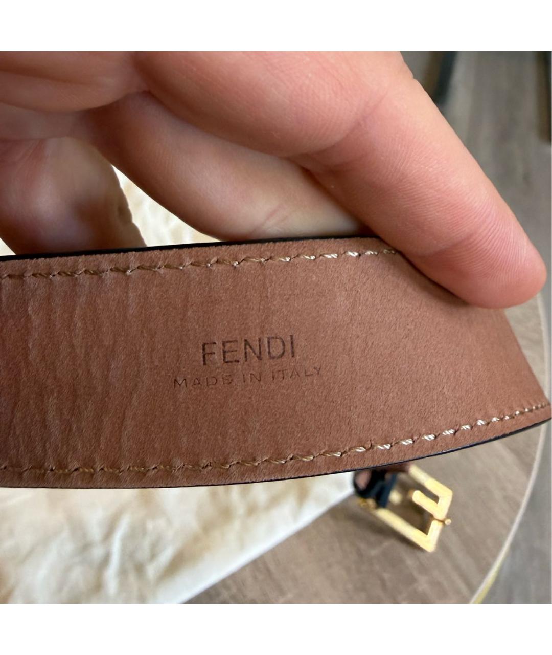 FENDI Черный кожаный ремень, фото 3