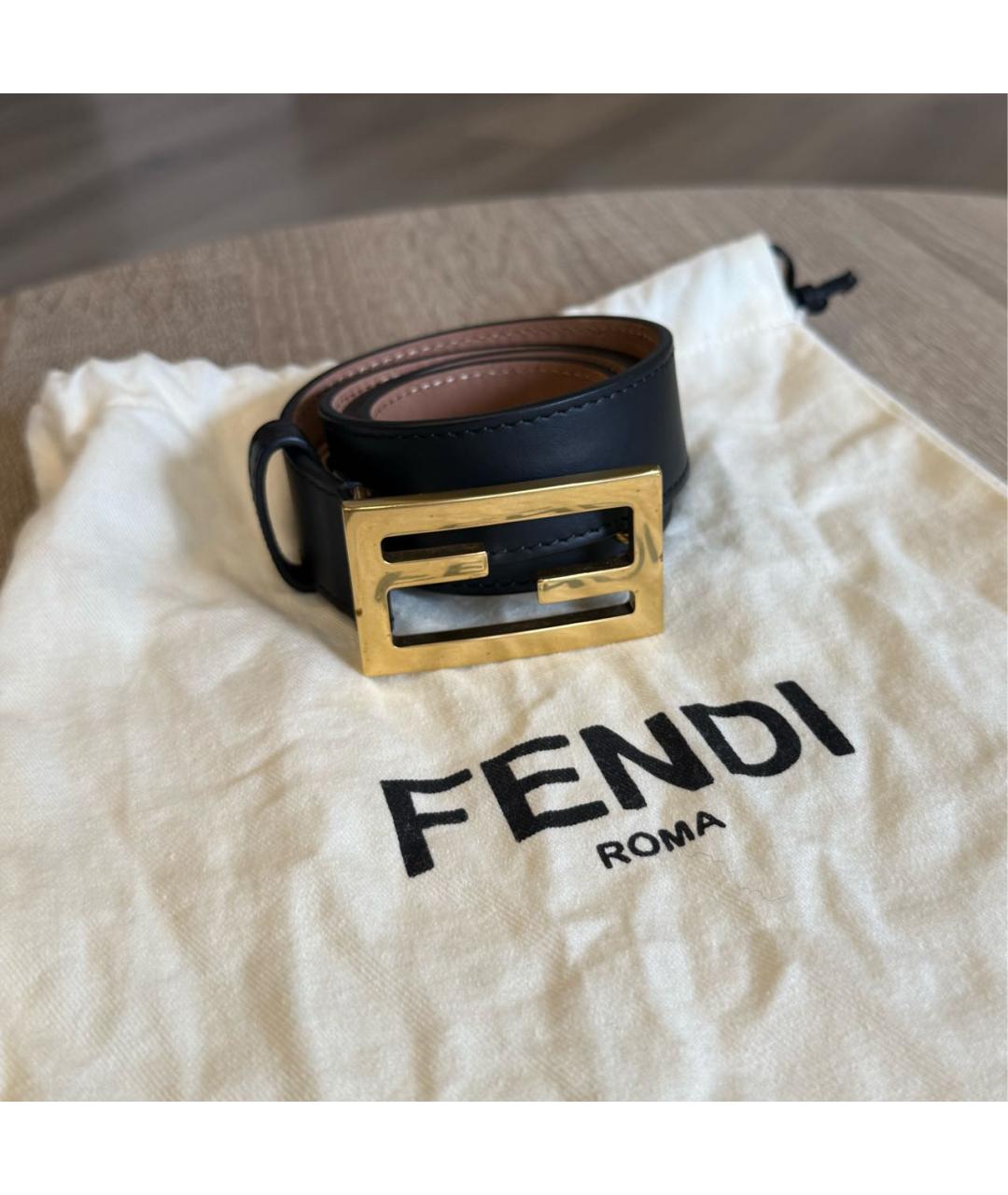 FENDI Черный кожаный ремень, фото 5