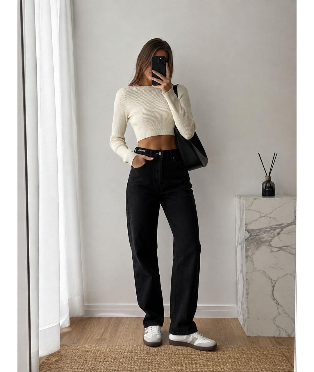 DKNY Черные хлопковые прямые джинсы, фото 5