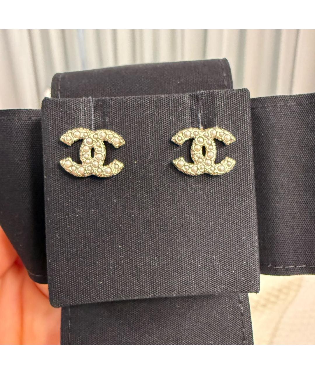 CHANEL Желтые металлические серьги, фото 4