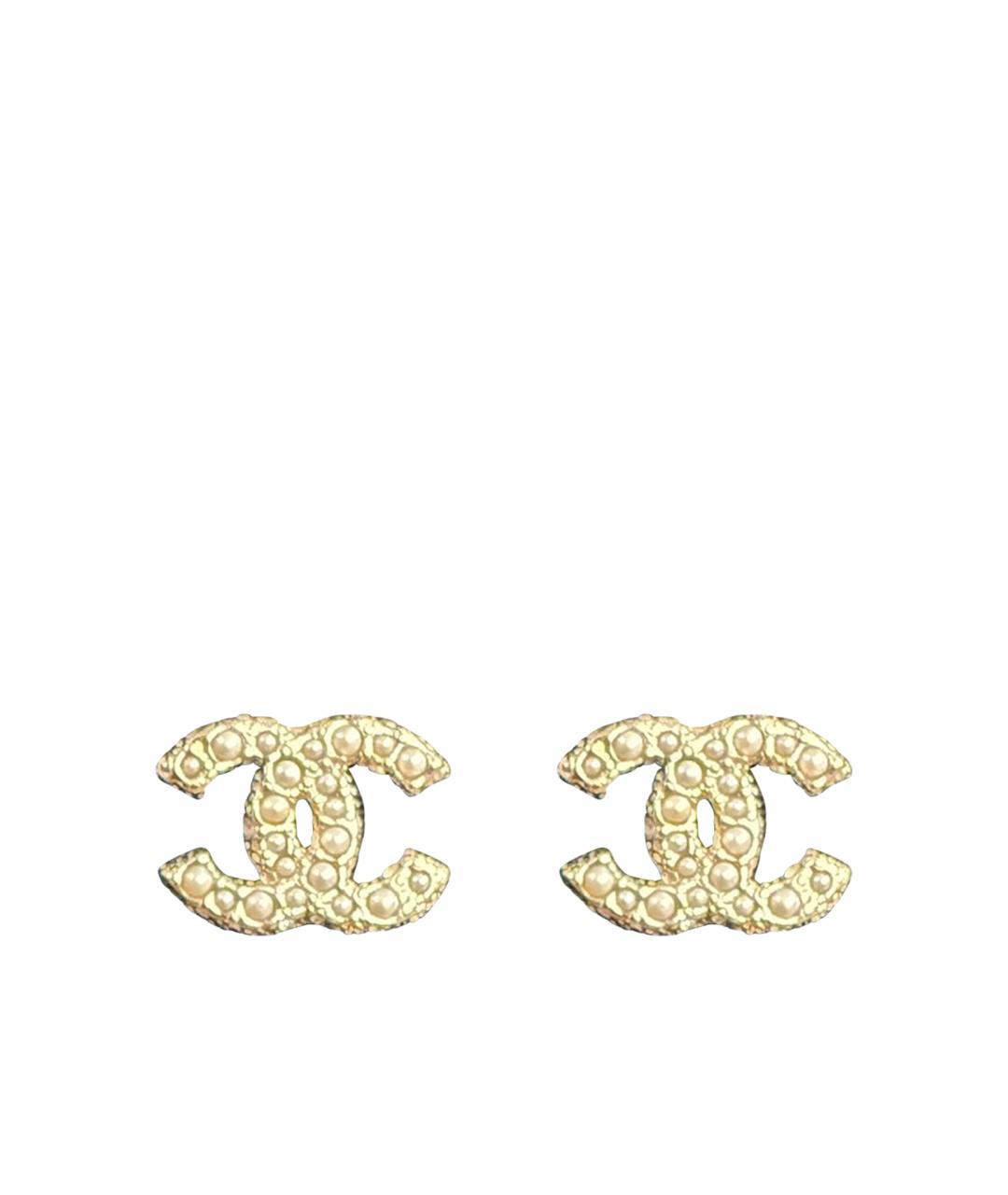 CHANEL Желтые металлические серьги, фото 1
