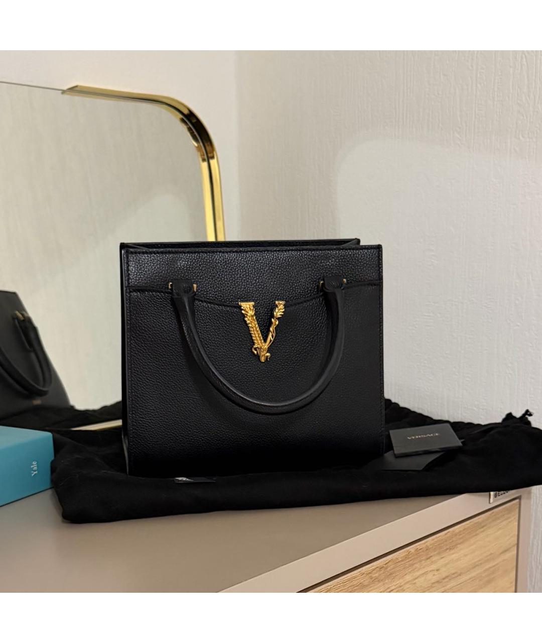 VERSUS VERSACE Черная кожаная сумка через плечо, фото 8
