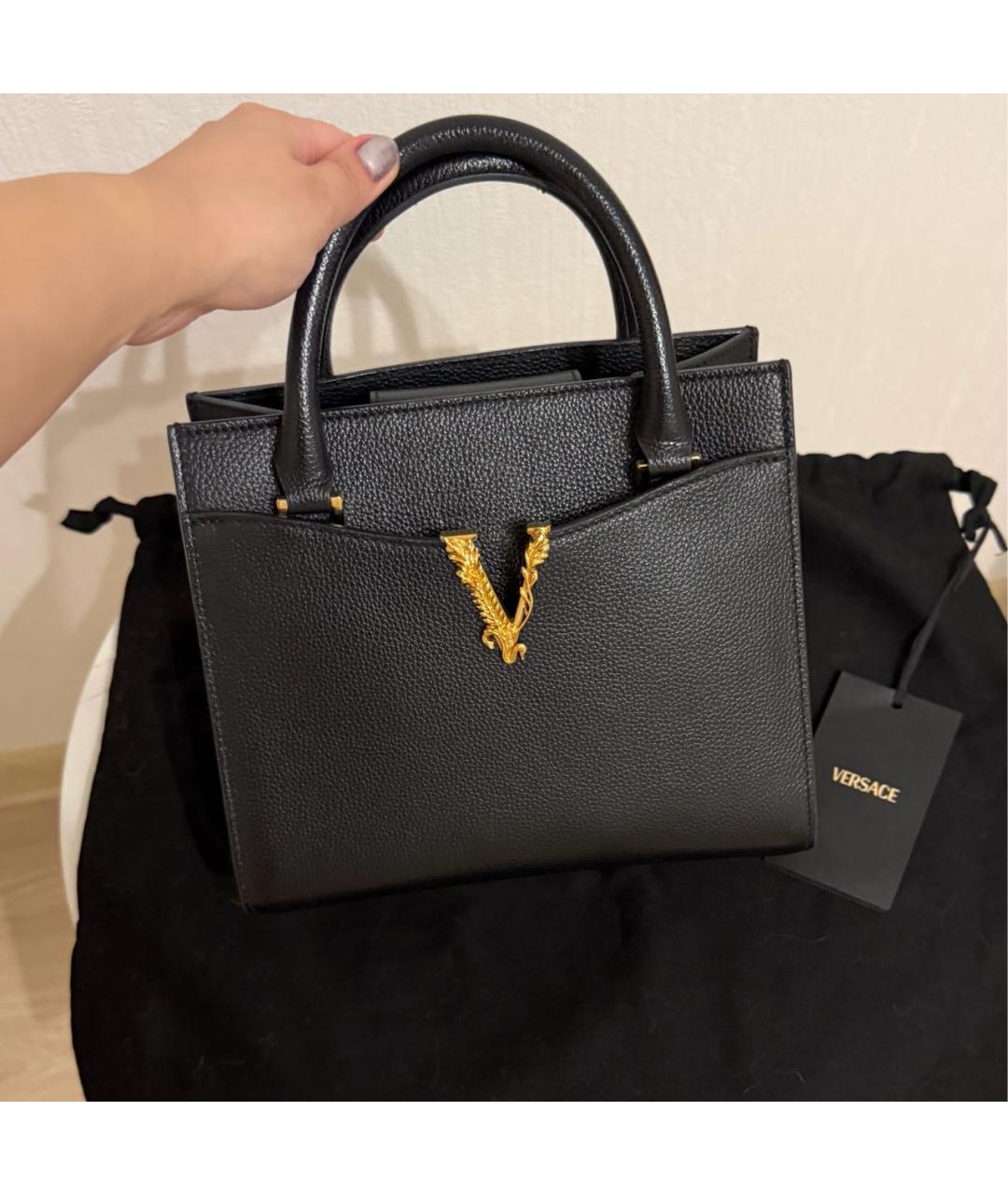 VERSUS VERSACE Черная кожаная сумка через плечо, фото 9