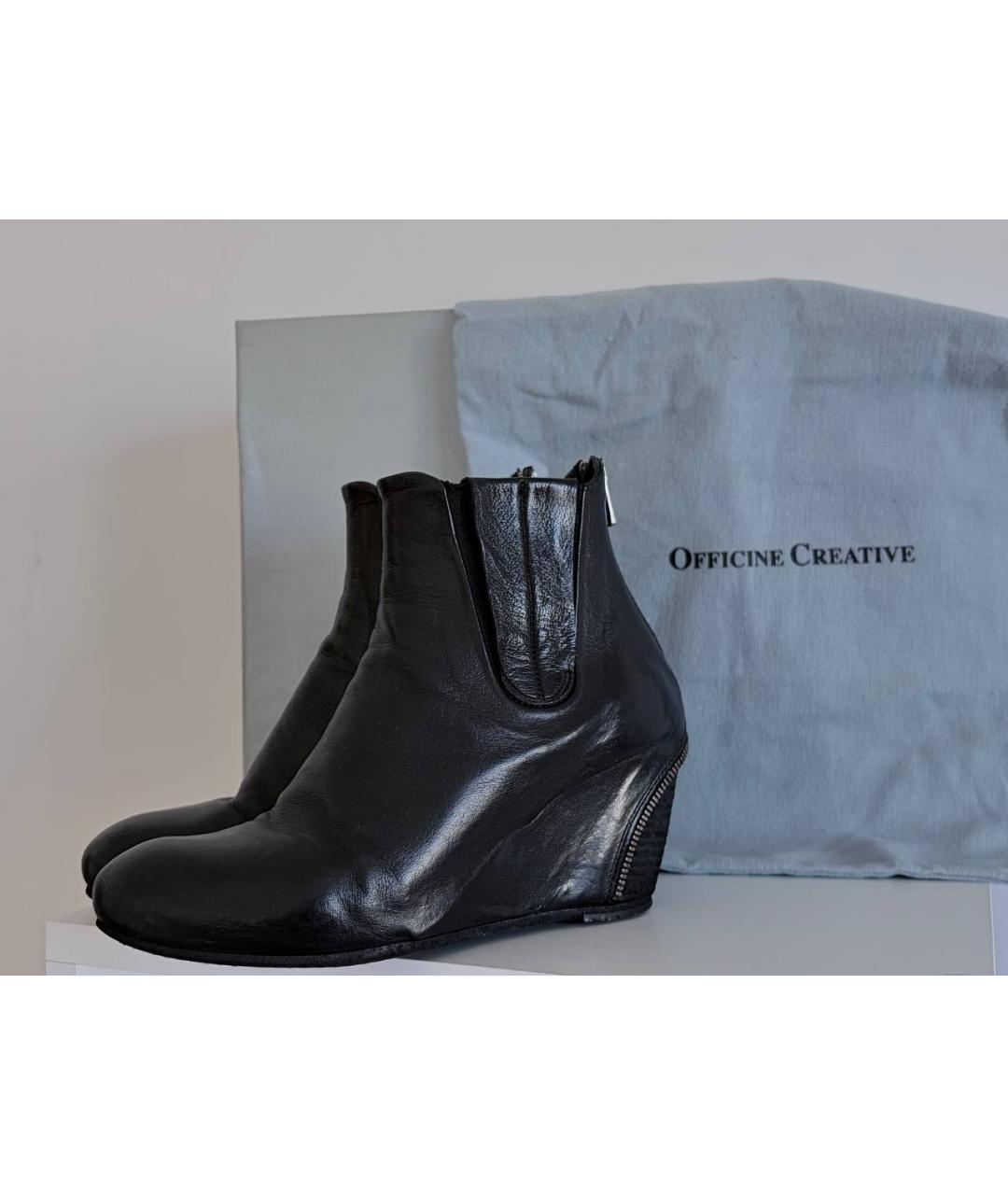 OFFICINE CREATIVE Черные кожаные полусапоги, фото 6