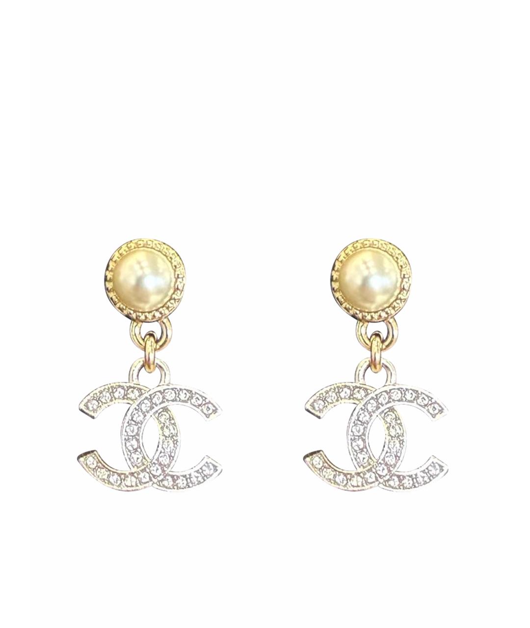 CHANEL Желтые металлические серьги, фото 1