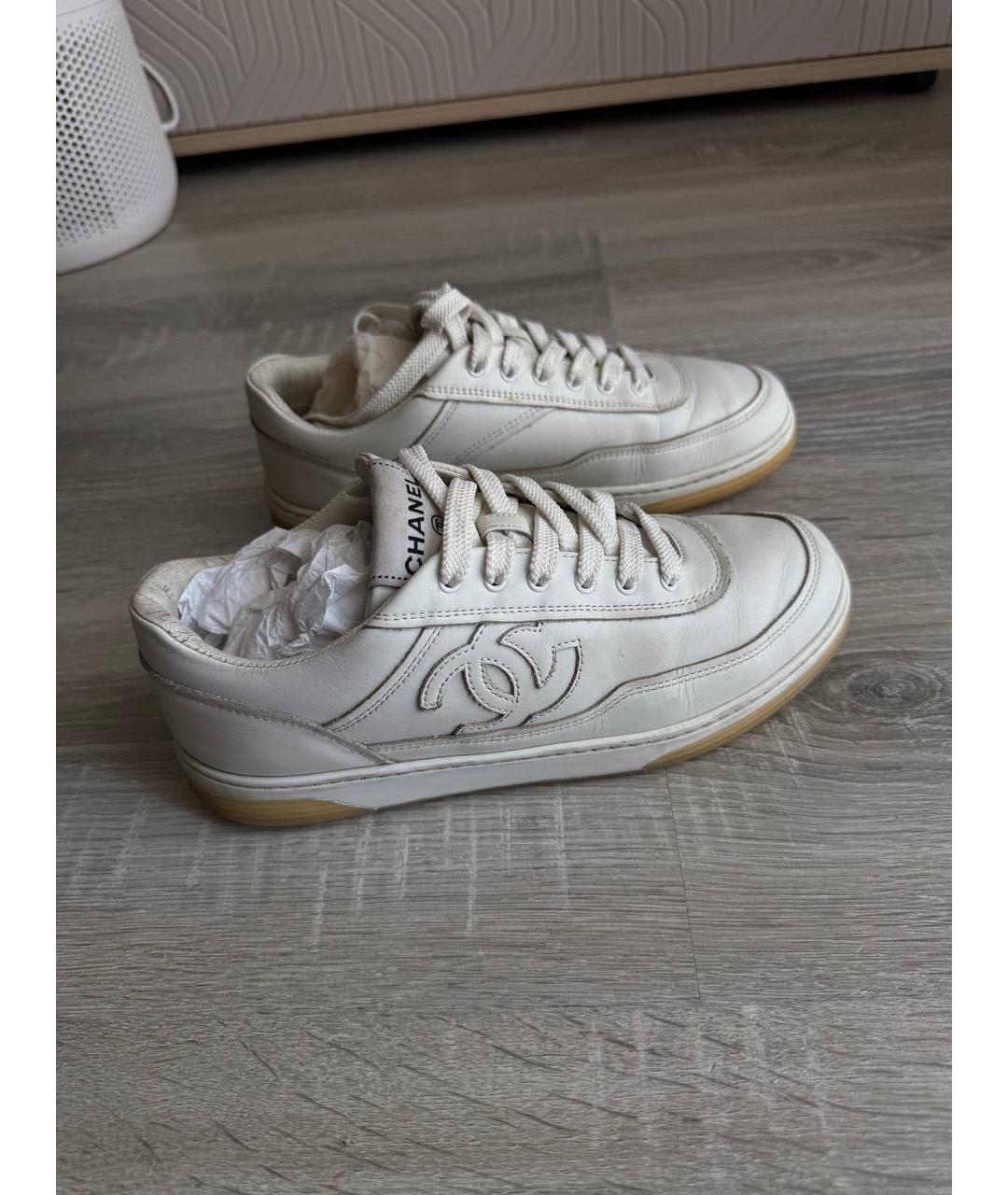CHANEL Белые кожаные кеды, фото 5