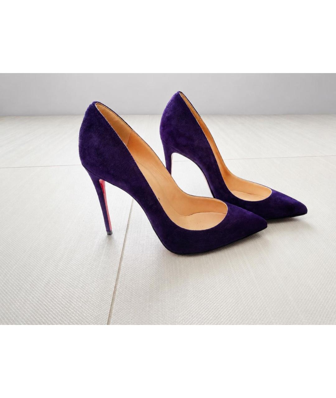 CHRISTIAN LOUBOUTIN Фиолетовые замшевые туфли, фото 7