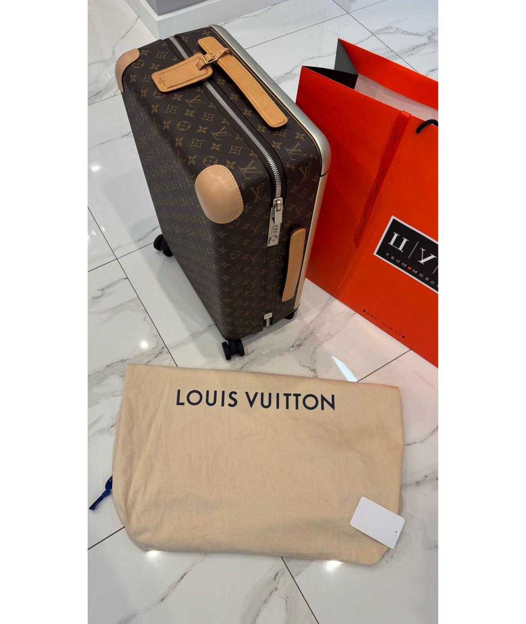 LOUIS VUITTON Коричневый чемодан из канвы, фото 6
