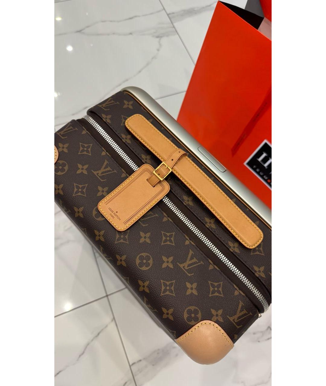 LOUIS VUITTON Коричневый чемодан из канвы, фото 7
