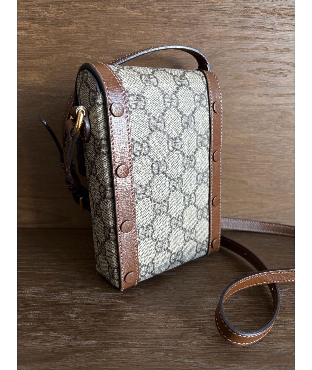 GUCCI Бежевая сумка через плечо из канвы, фото 3