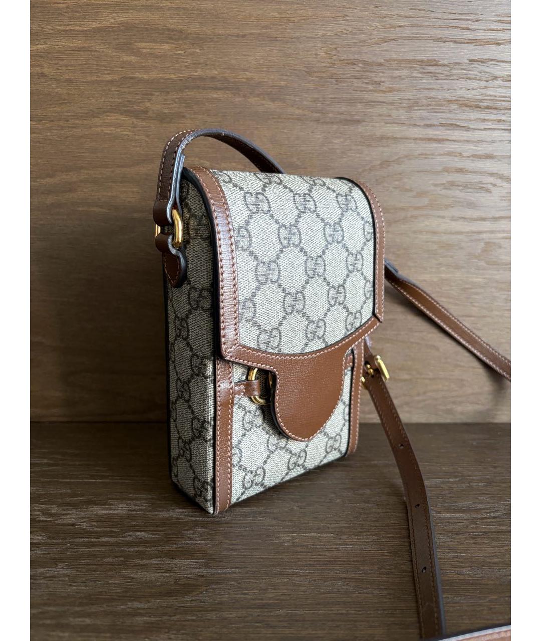 GUCCI Бежевая сумка через плечо из канвы, фото 2