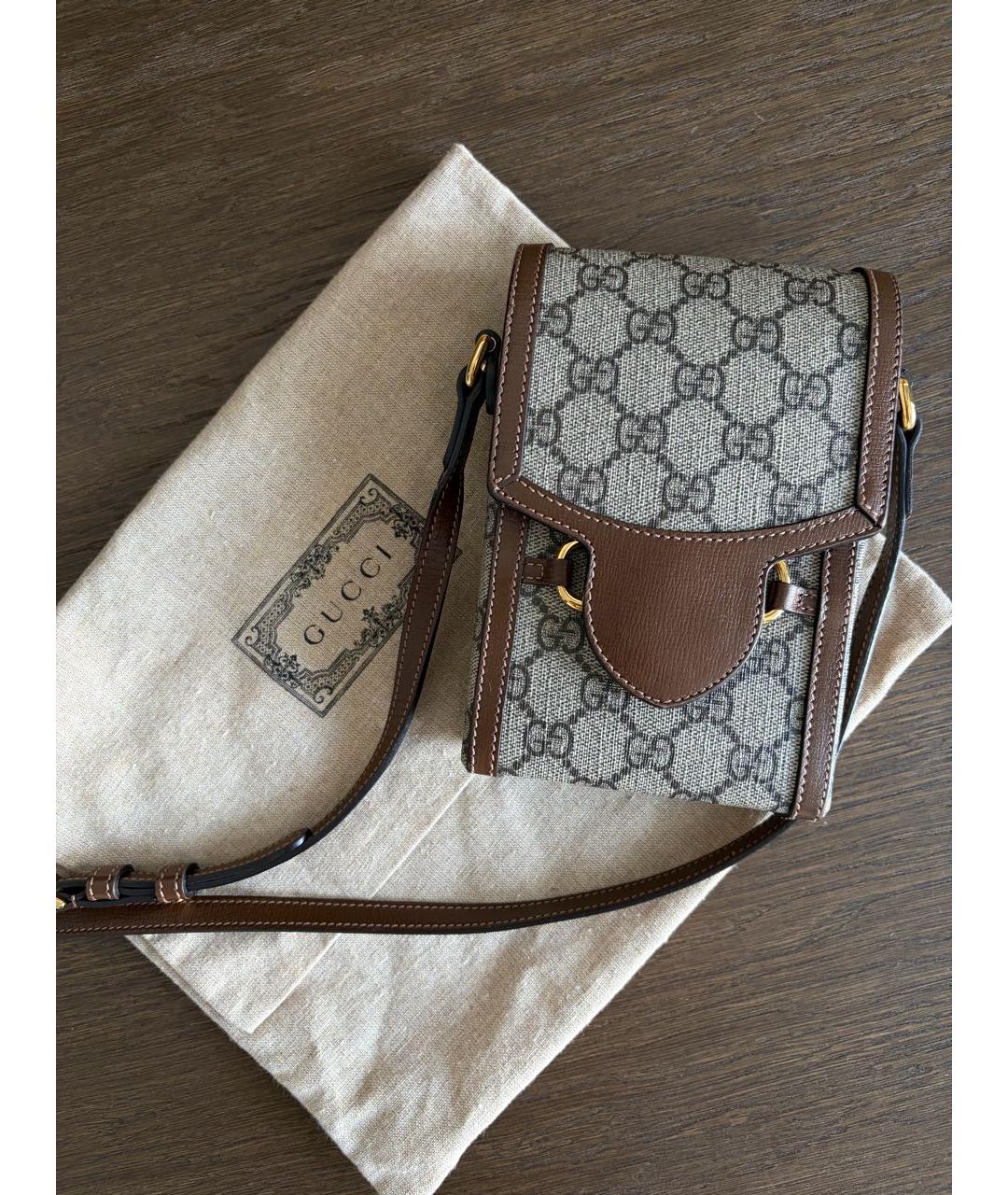 GUCCI Бежевая сумка через плечо из канвы, фото 5