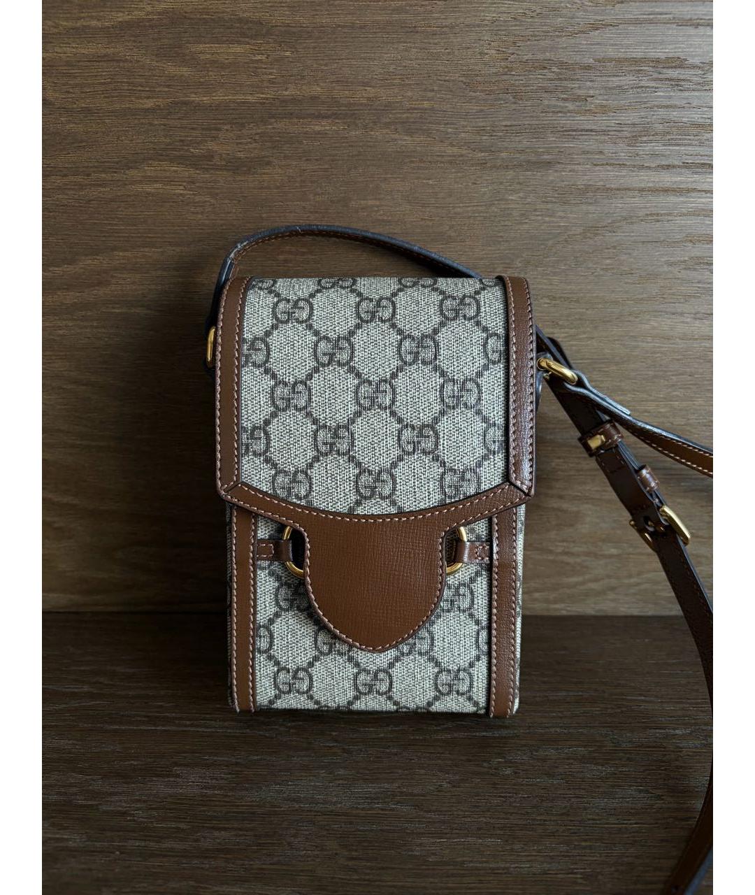 GUCCI Бежевая сумка через плечо из канвы, фото 7