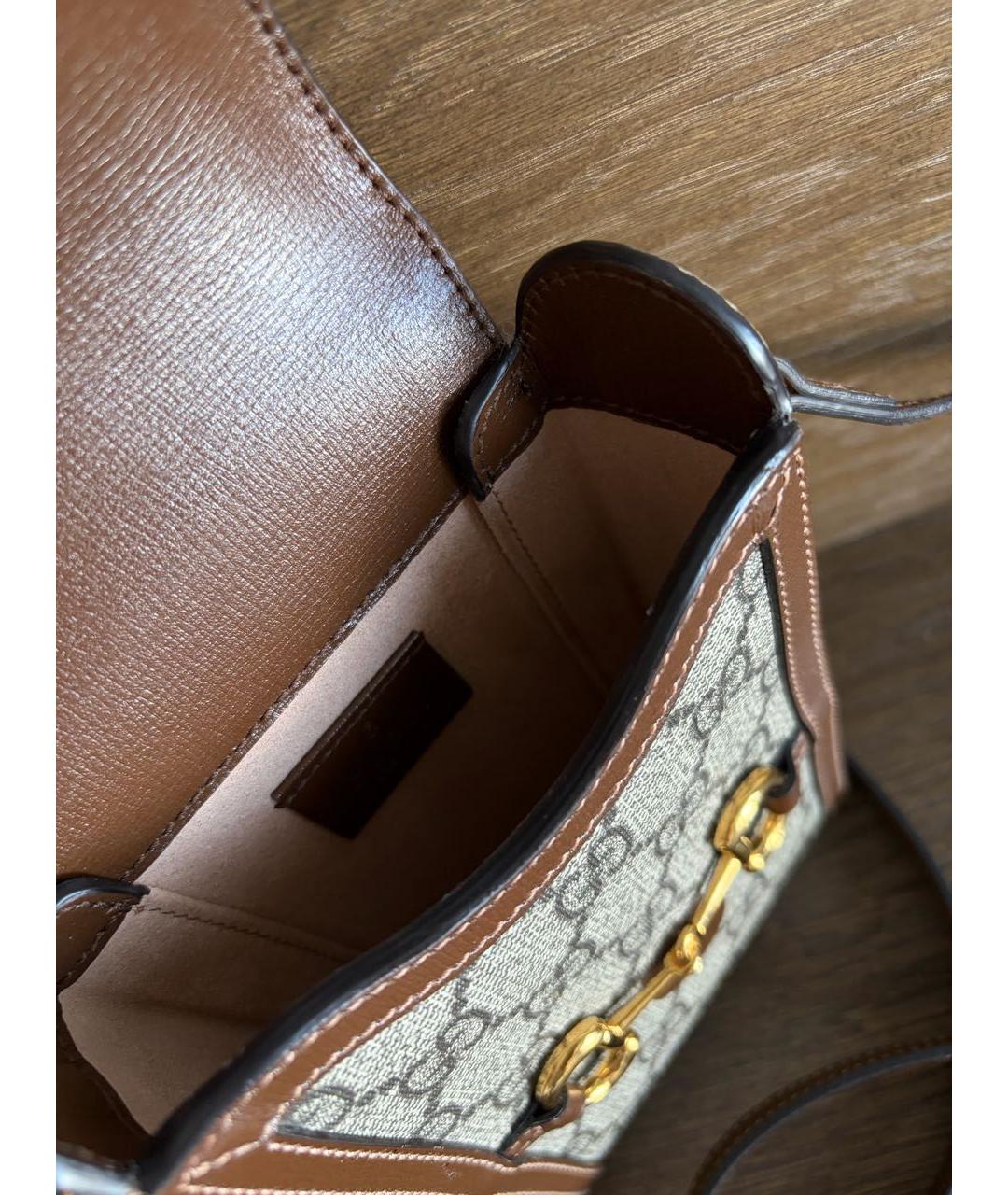 GUCCI Бежевая сумка через плечо из канвы, фото 4