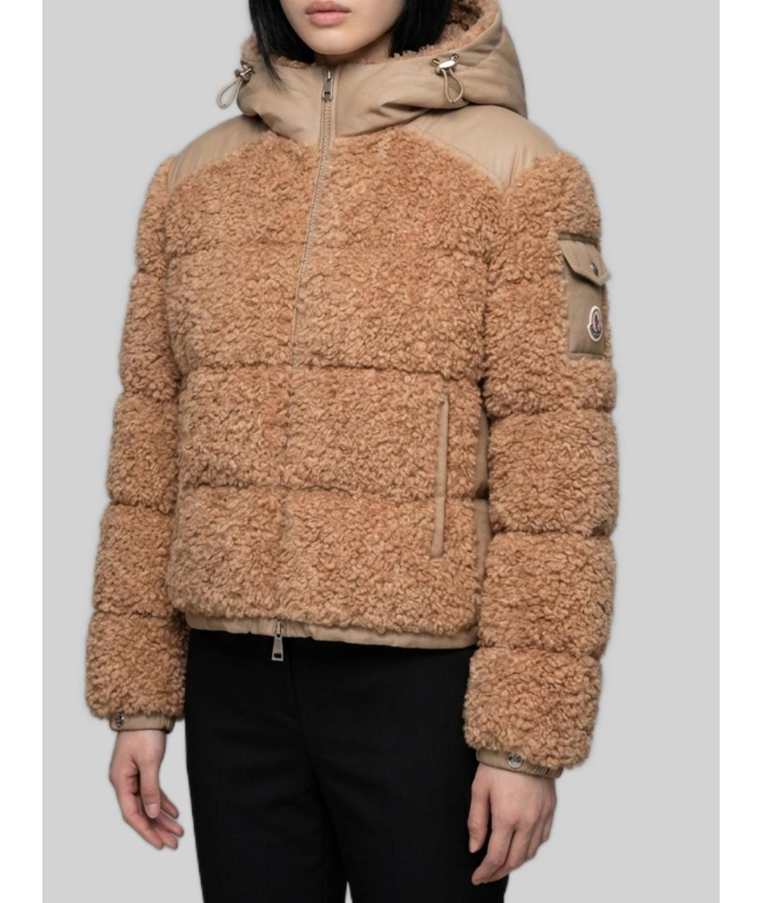 MONCLER Коричневая полиэстеровая куртка, фото 3