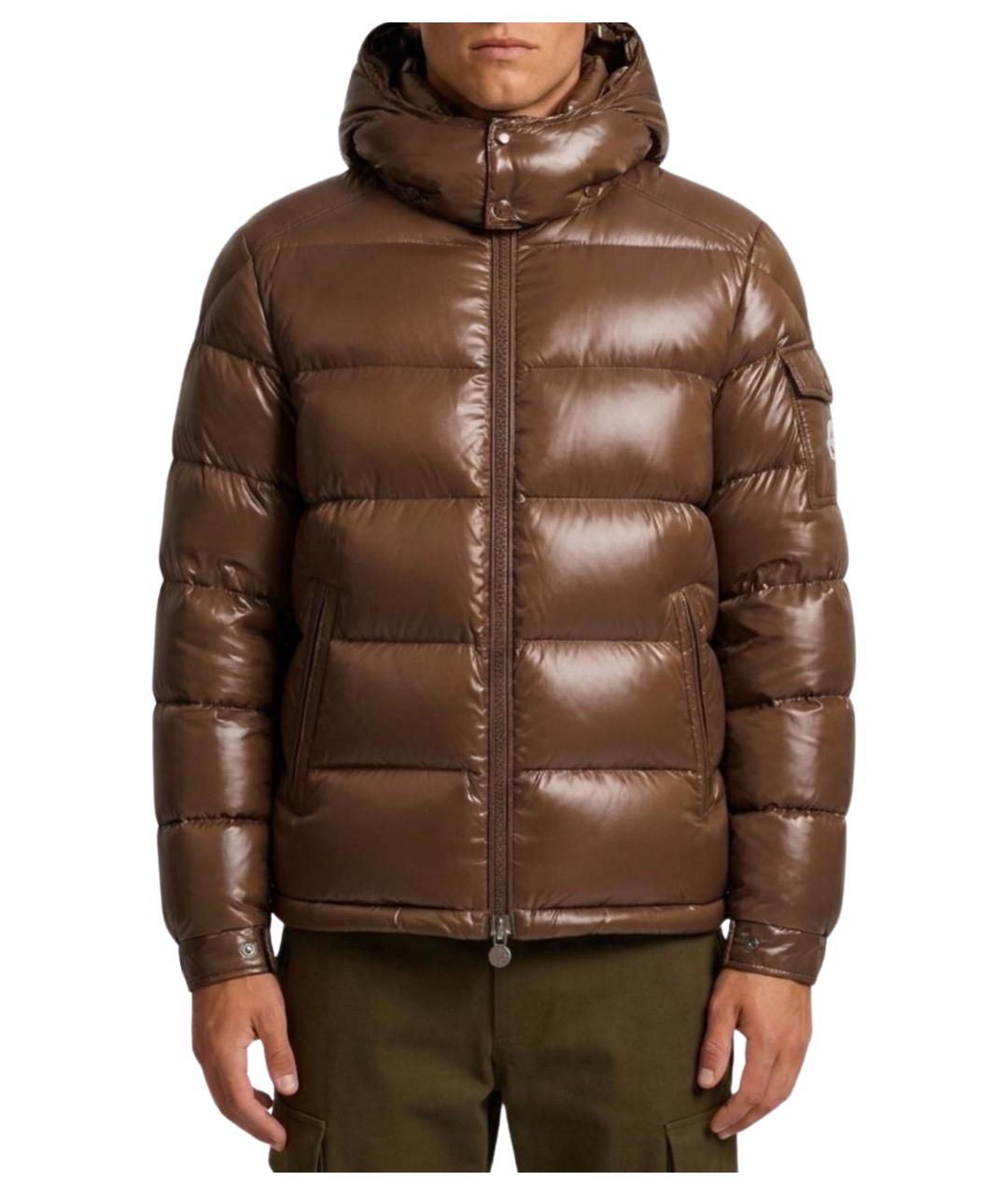 MONCLER Коричневая полиамидовая куртка, фото 1