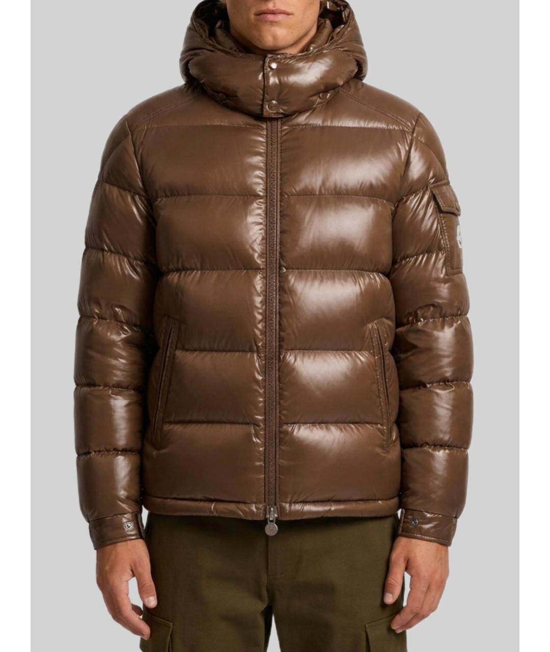 MONCLER Коричневая полиамидовая куртка, фото 4