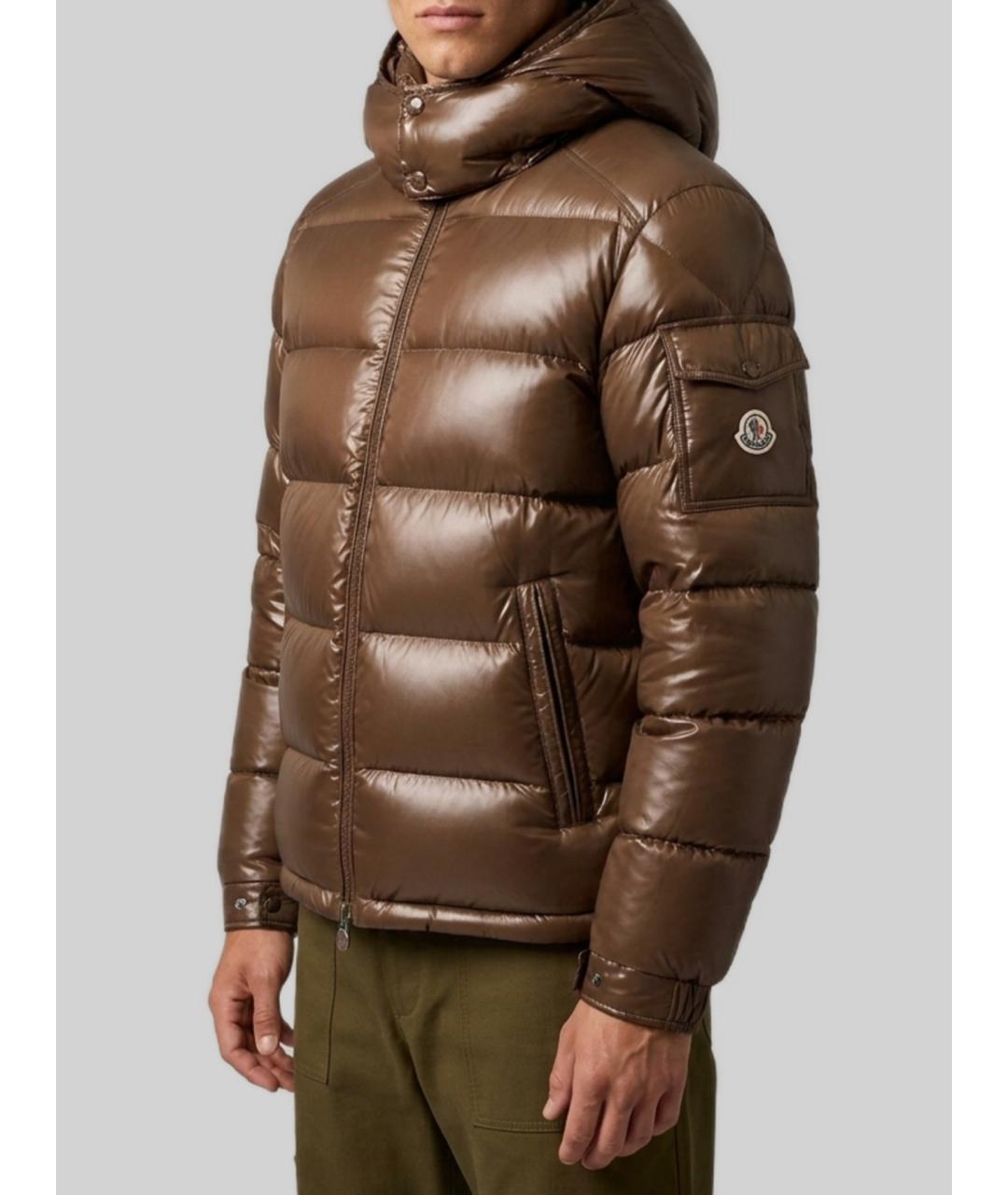 MONCLER Коричневая полиамидовая куртка, фото 3