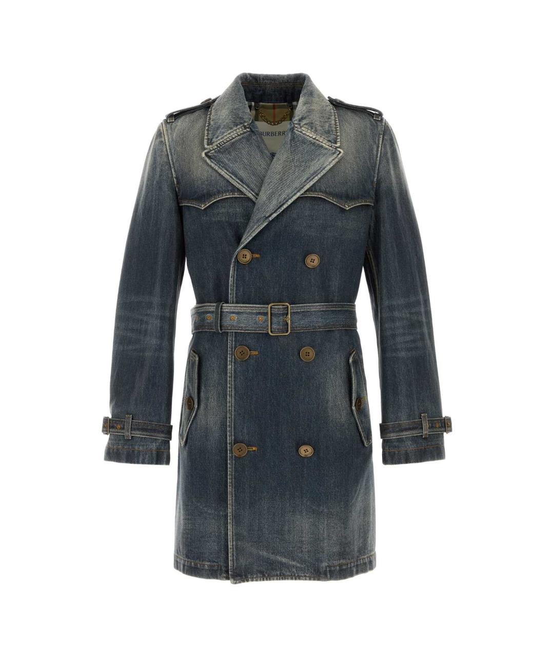BURBERRY Синее хлопковое пальто, фото 1