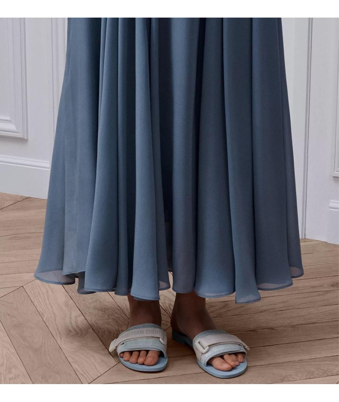 CHRISTIAN DIOR Голубые текстильные шлепанцы, фото 2