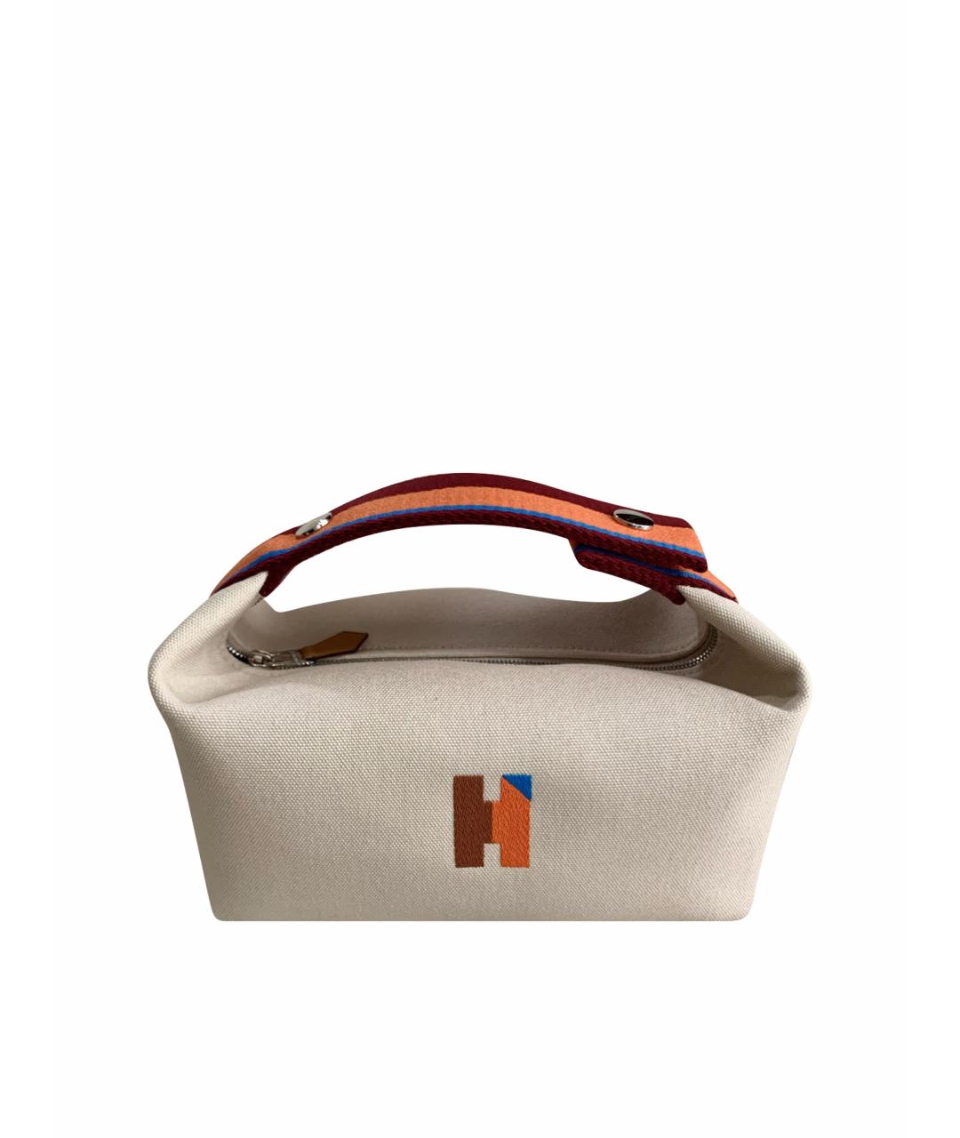 HERMES Бежевая тканевая косметичка, фото 1