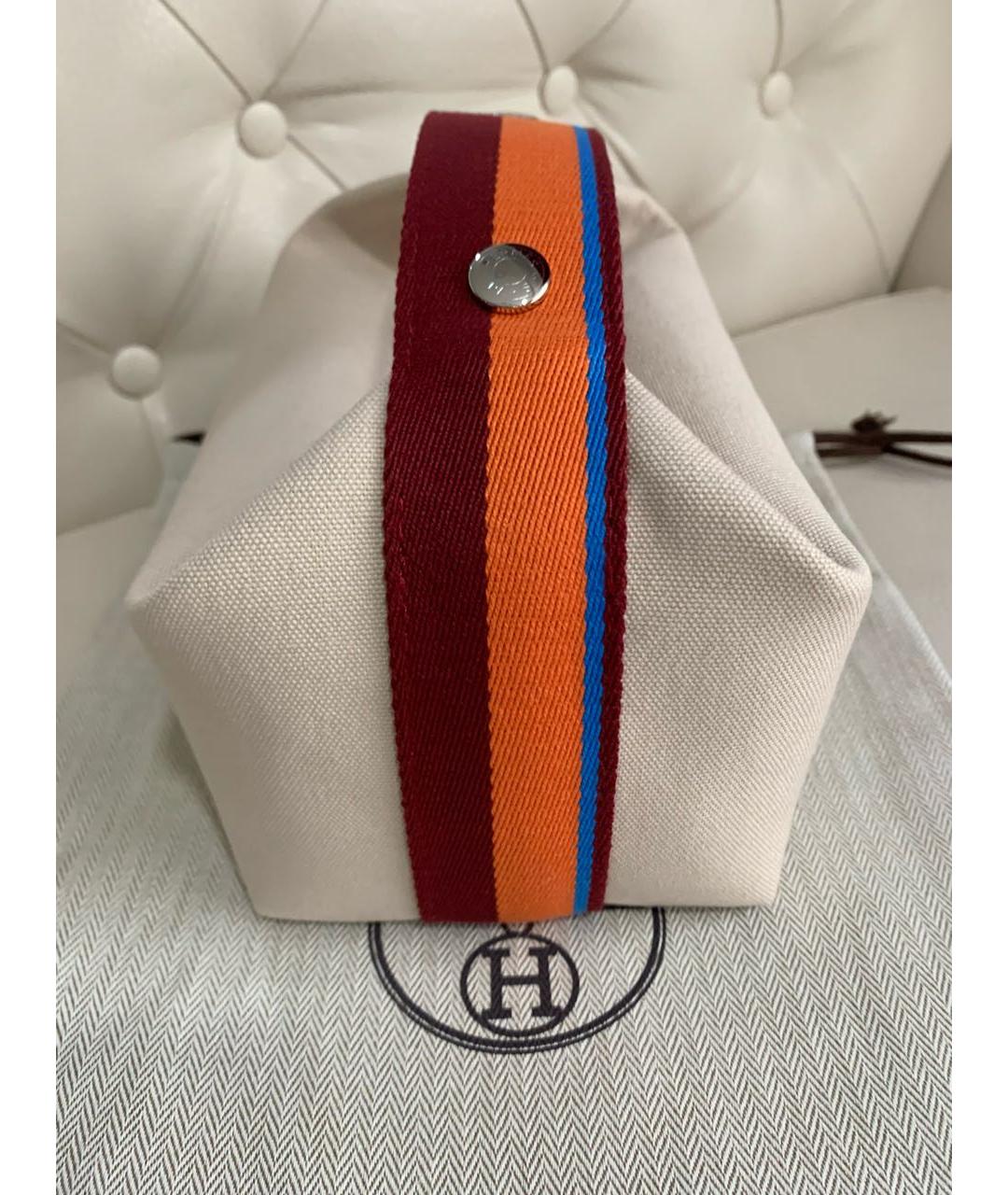 HERMES Бежевая тканевая косметичка, фото 2