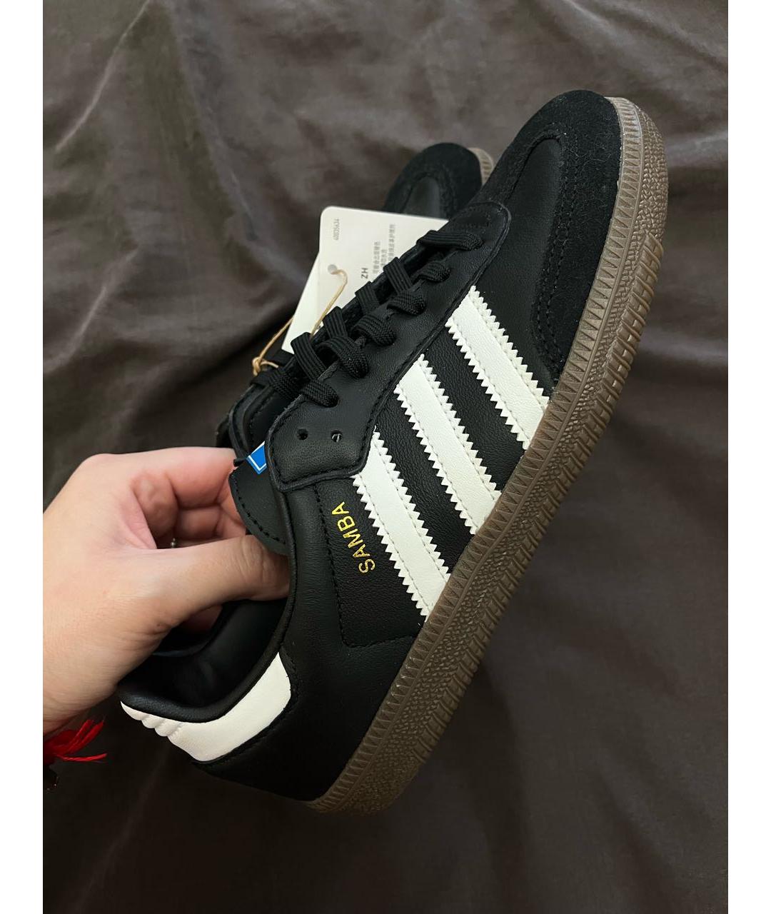 ADIDAS Черные кожаные кеды, фото 2
