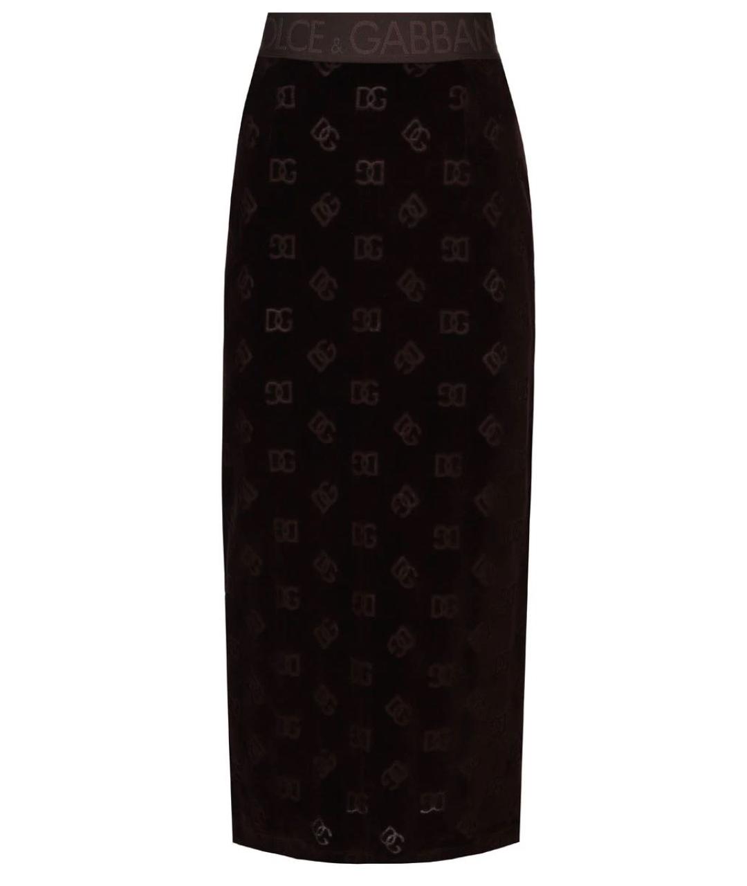 DOLCE&GABBANA Коричневая хлопковая юбка макси, фото 1