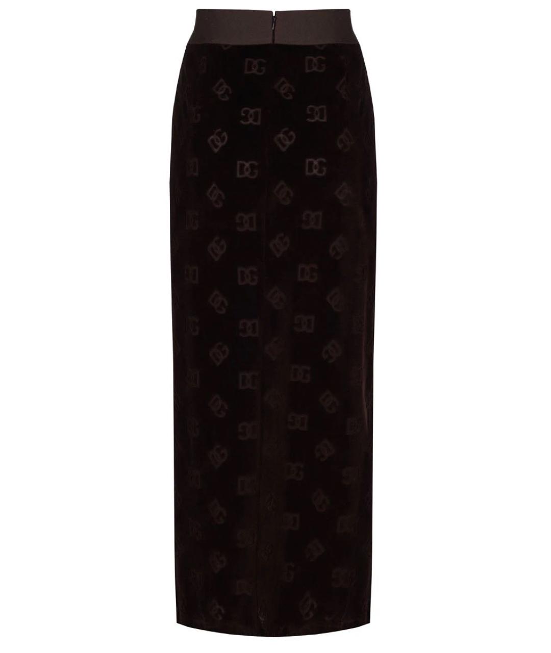 DOLCE&GABBANA Коричневая хлопковая юбка макси, фото 2
