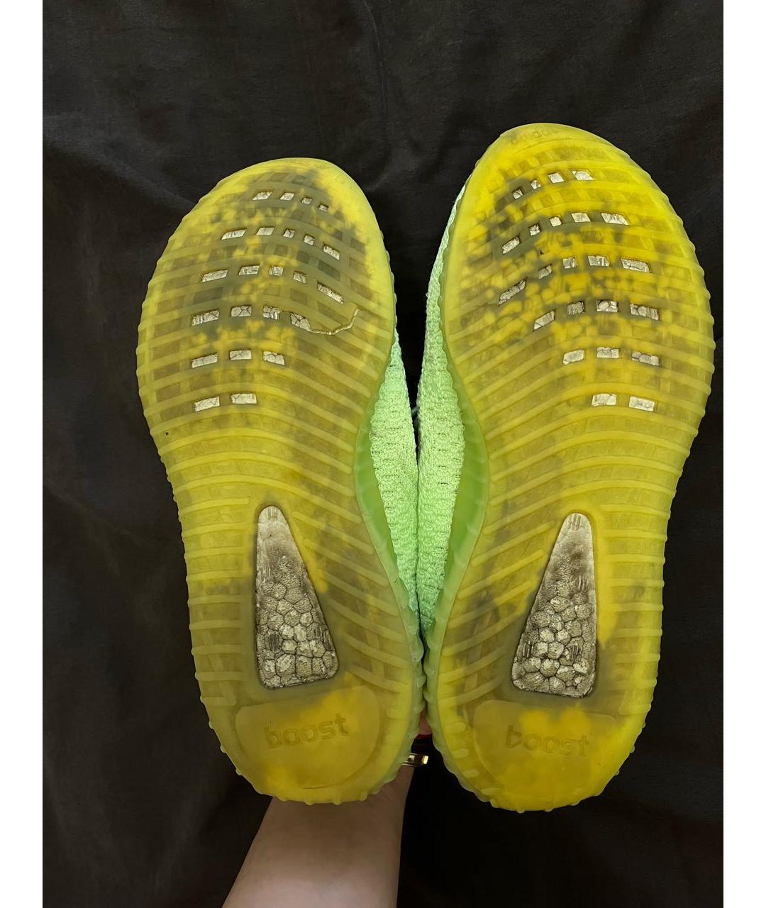 ADIDAS YEEZY Салатовые текстильные кеды, фото 4
