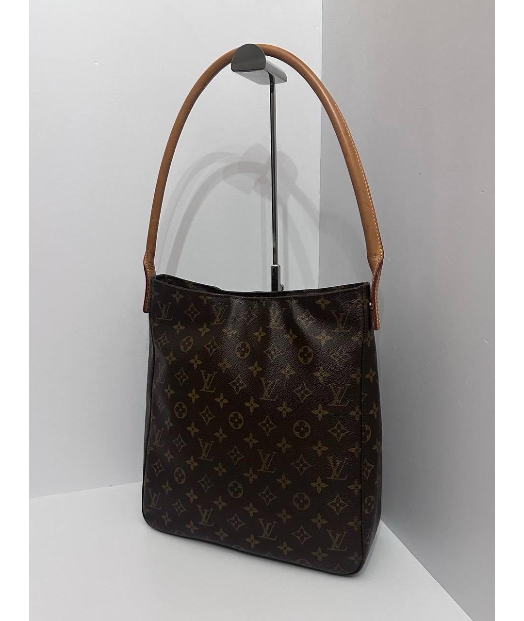 LOUIS VUITTON Коричневая кожаная сумка с короткими ручками, фото 4