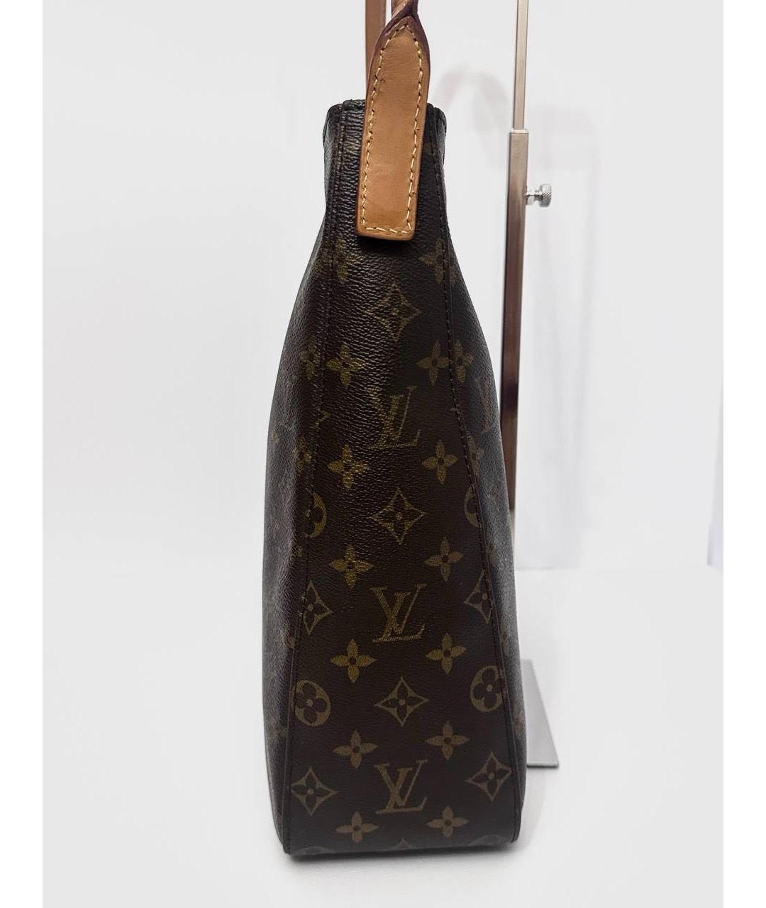 LOUIS VUITTON Коричневая кожаная сумка с короткими ручками, фото 7