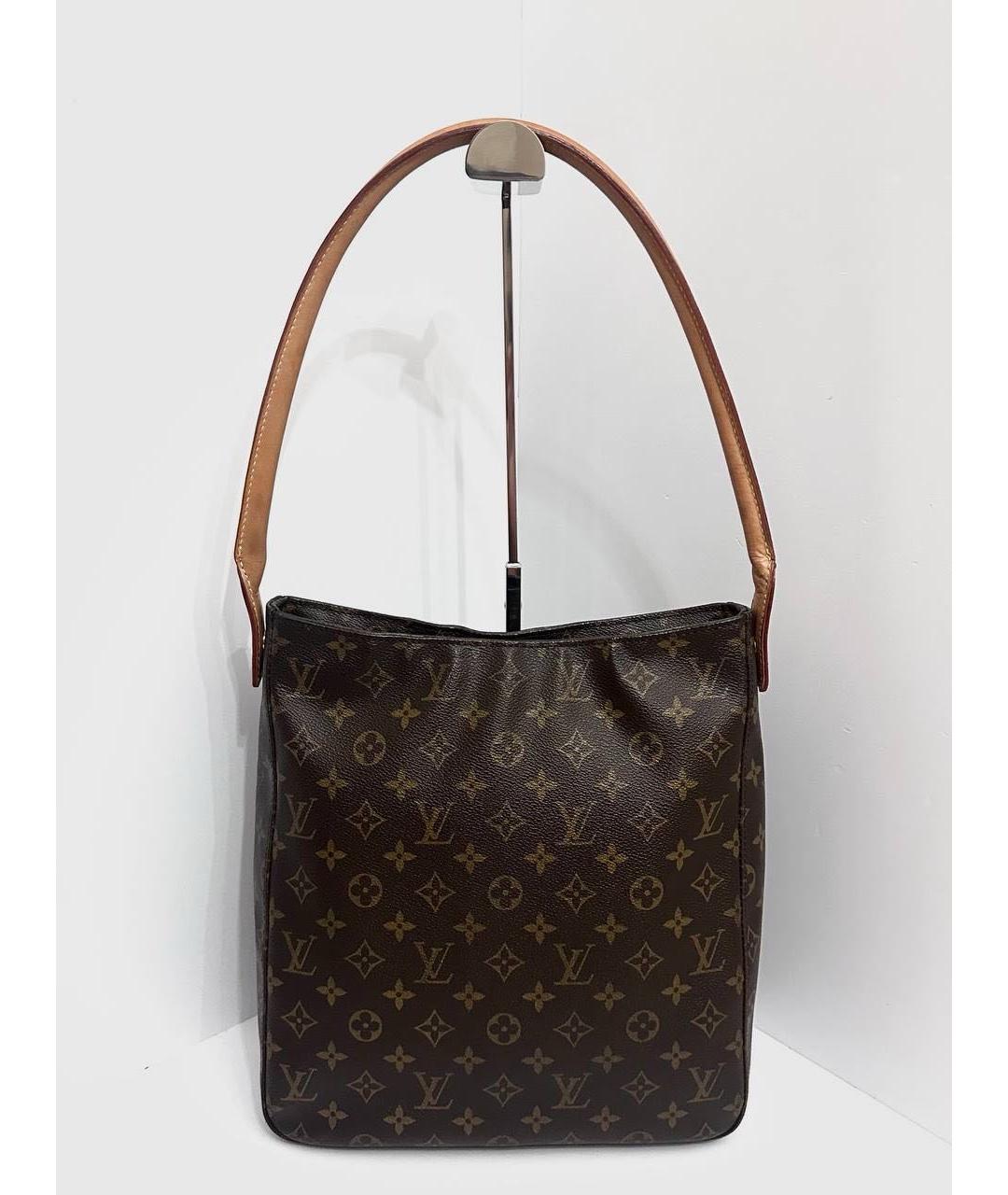 LOUIS VUITTON Коричневая кожаная сумка с короткими ручками, фото 8