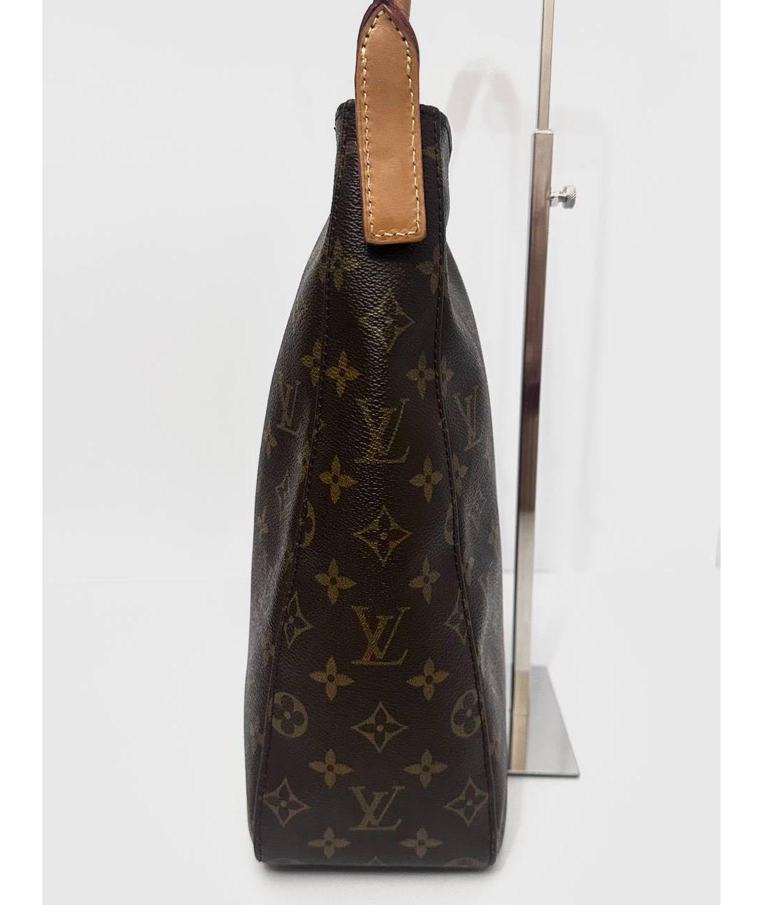 LOUIS VUITTON Коричневая кожаная сумка с короткими ручками, фото 6