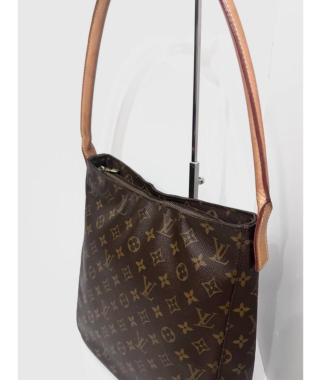 LOUIS VUITTON Коричневая кожаная сумка с короткими ручками, фото 2