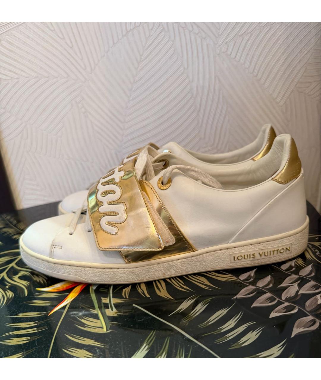 LOUIS VUITTON Белые кожаные кроссовки, фото 9