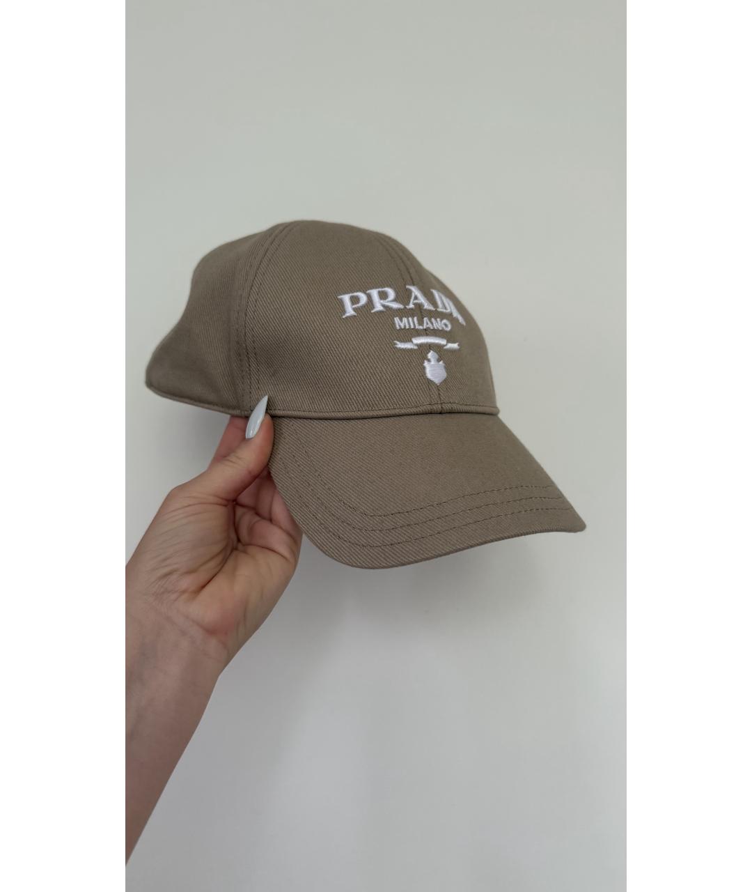 PRADA Бежевая хлопковая кепка, фото 4