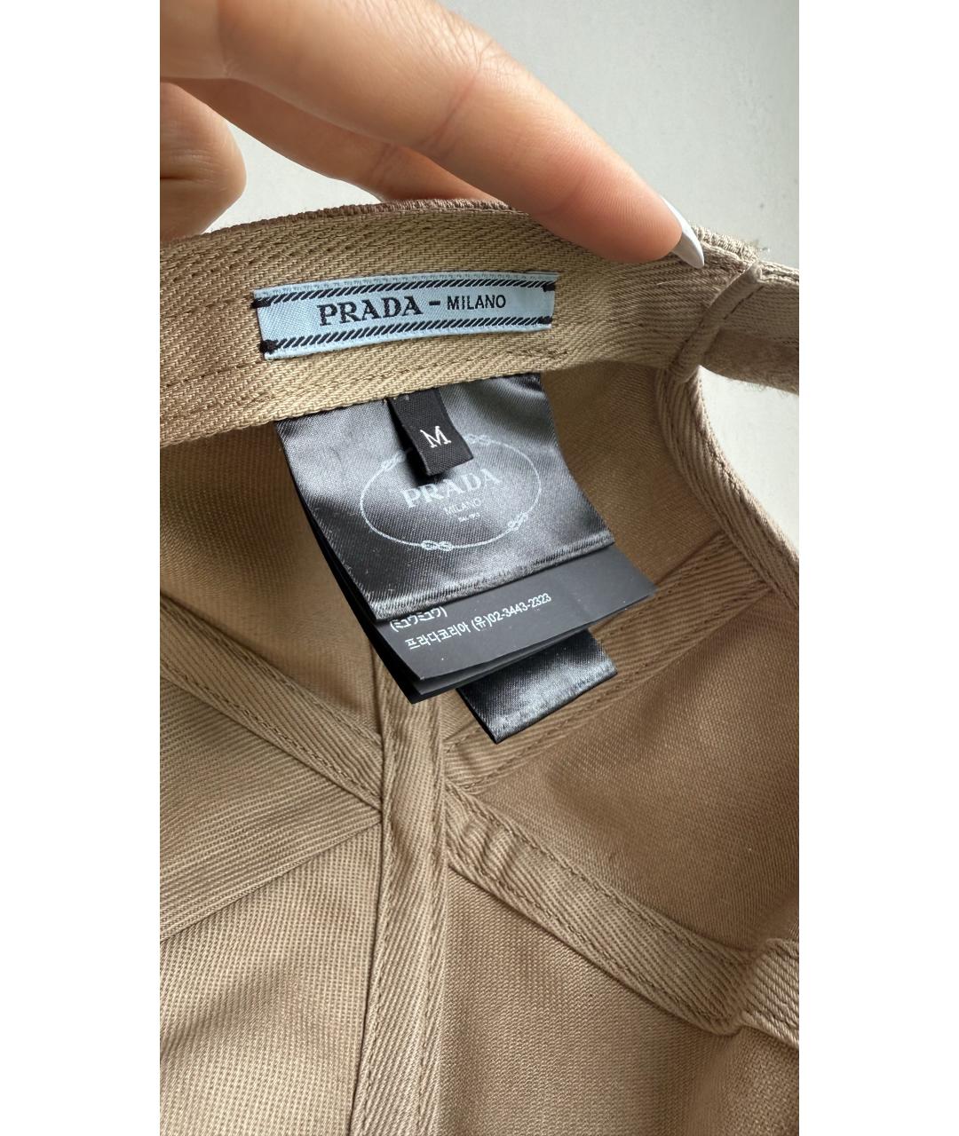 PRADA Бежевая хлопковая кепка, фото 3