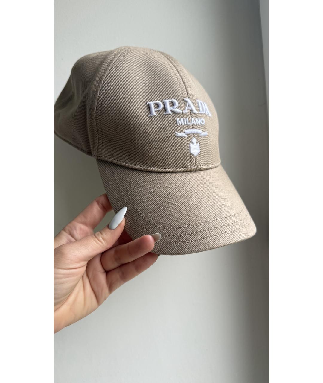 PRADA Бежевая хлопковая кепка, фото 5