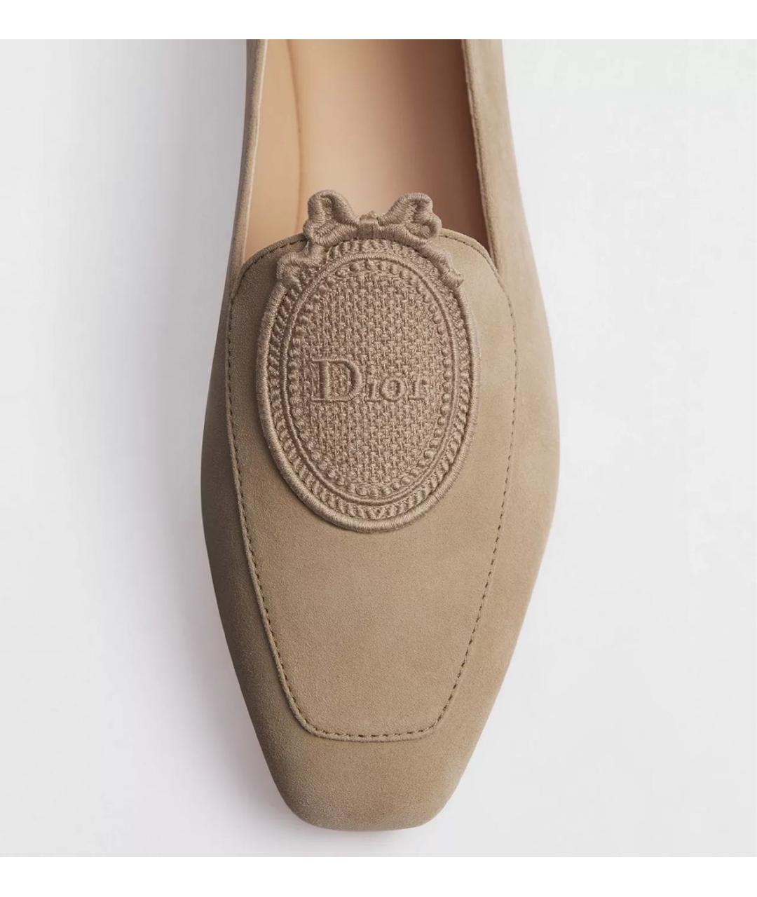 CHRISTIAN DIOR Бежевые замшевые лоферы, фото 4
