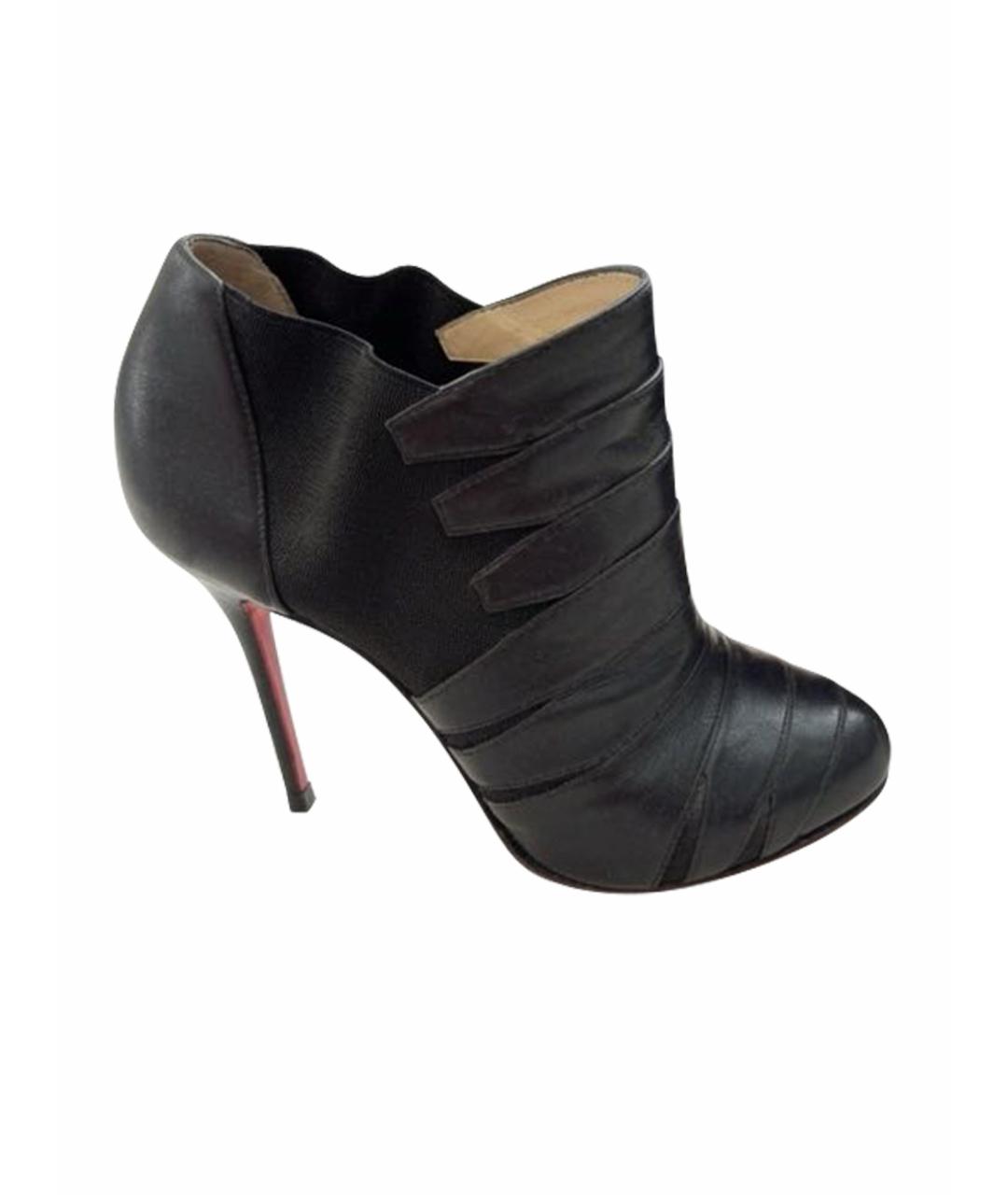 CHRISTIAN LOUBOUTIN Черные кожаные ботильоны, фото 1