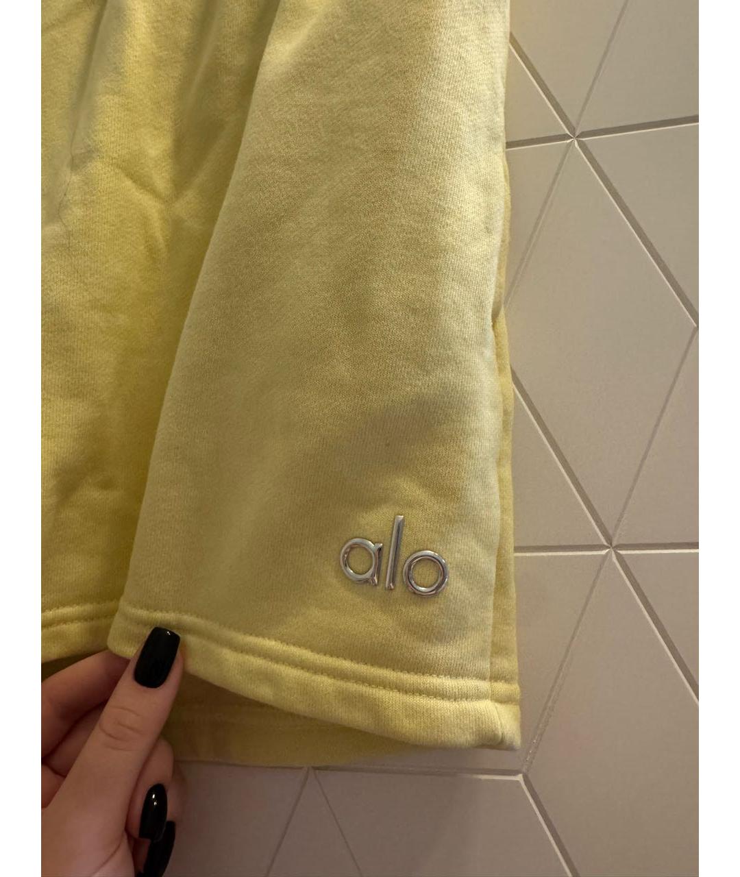 ALO YOGA Желтые хлопковые спортивные брюки и шорты, фото 3